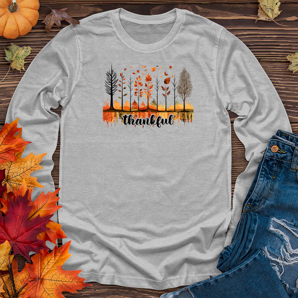 Watercolor Autumn Scene Icons Long Sleeve Tee