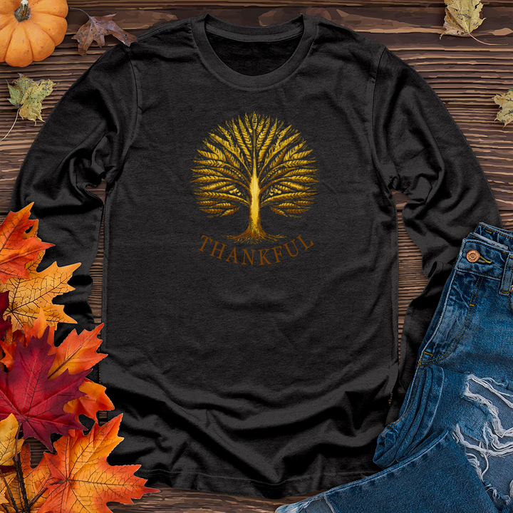 Vintage Harvest Festival Fall Themes Tree Long Sleeve Tee
