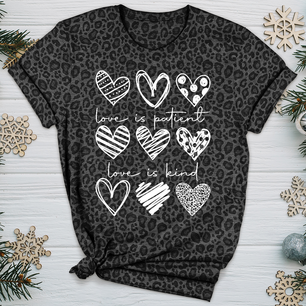 Heart Pattern Leopard Tee