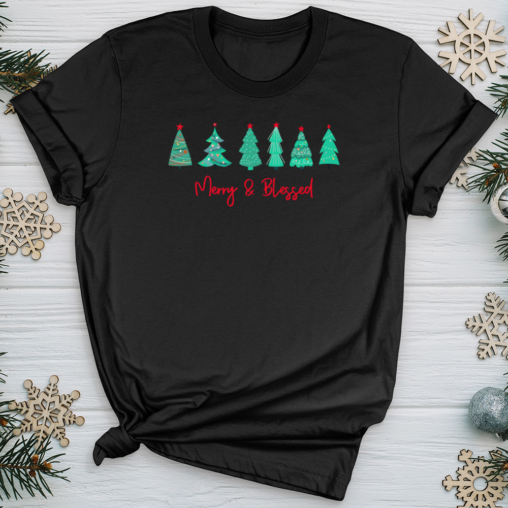 Merry & Blessed Turquoise Trees Softstyle Tee