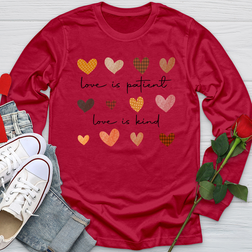 Autumn Heart Patterns Softstyle Long Sleeve