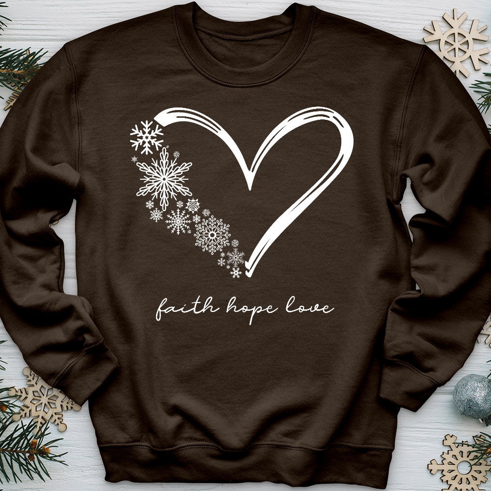 Snowflake Faith Hope Love Heart Crewneck