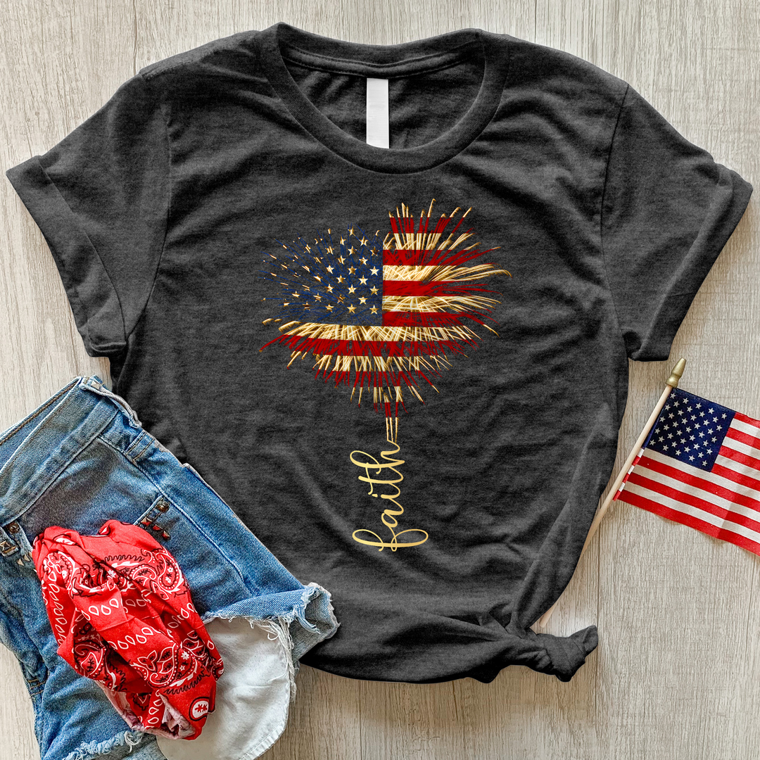 Faith Heart Fireworks Heathered Tee