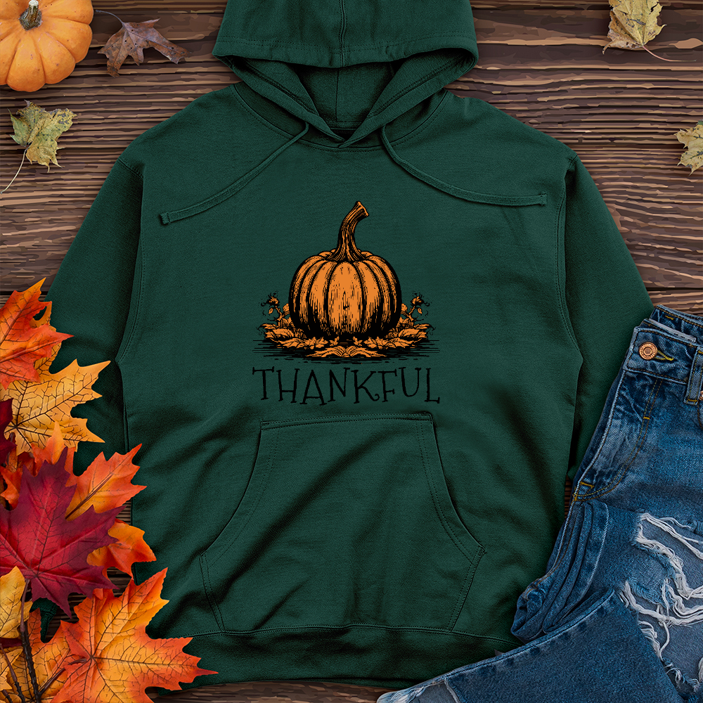 Thankful Orange Pumpkin Midweight Hoodie