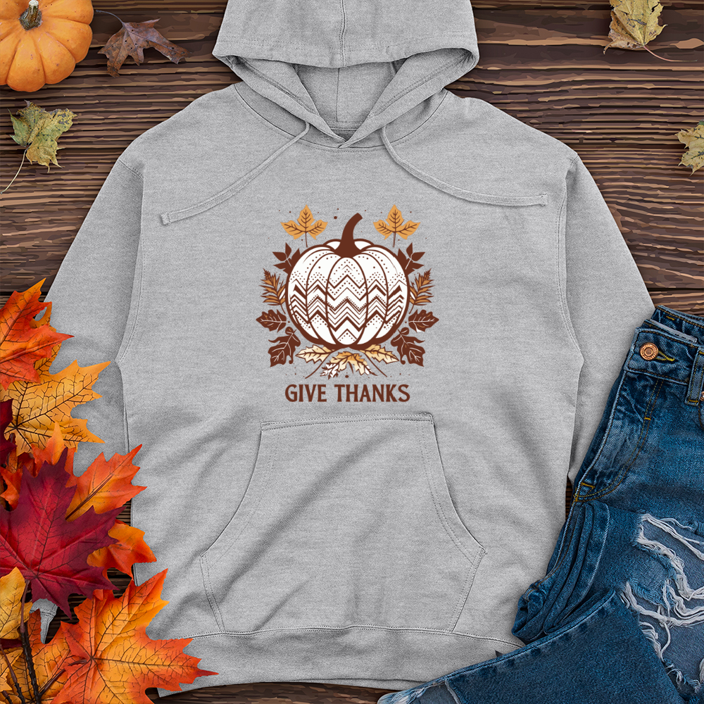 Vintage Autumn Chevron Midweight Hooded Sweatshirt