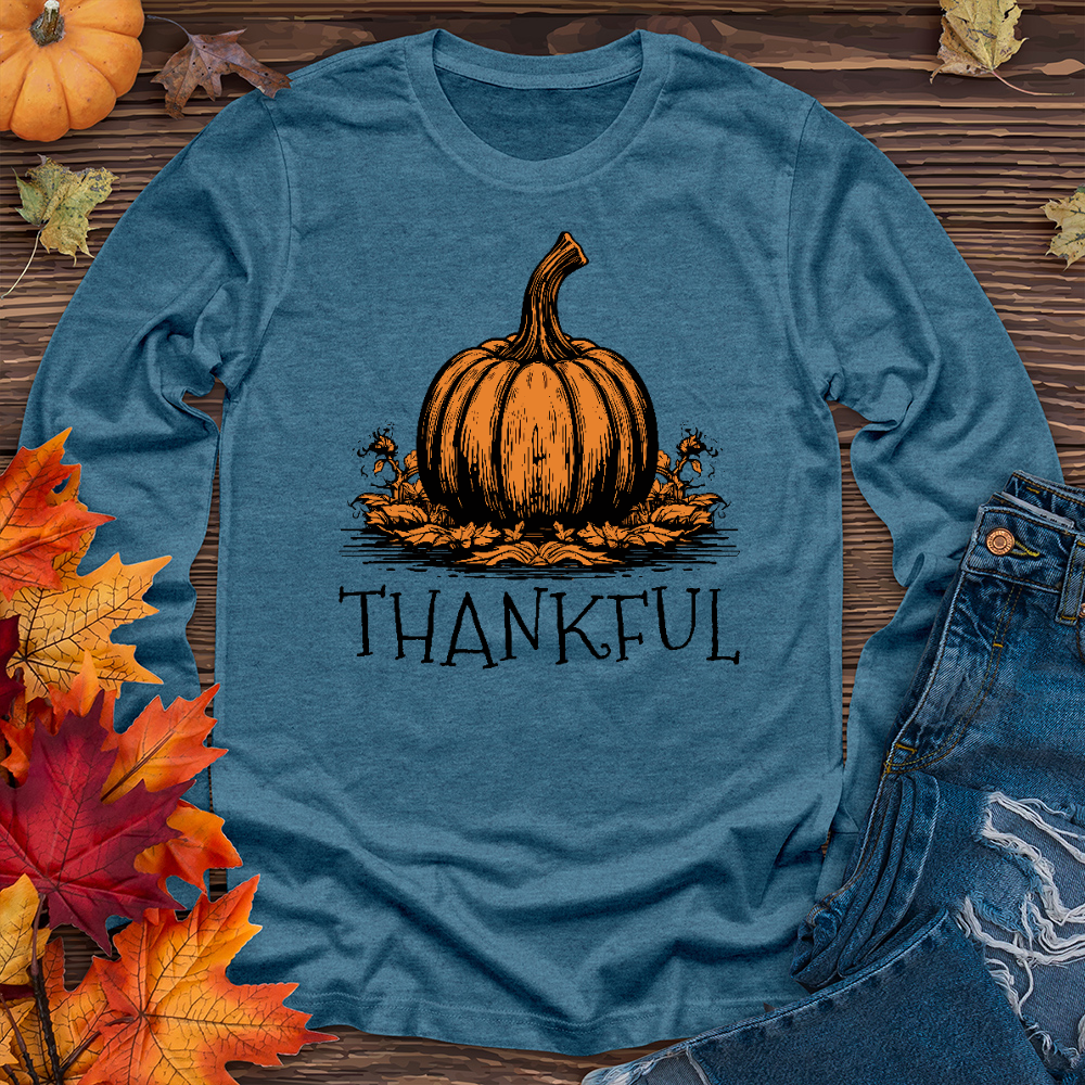 Thankful Orange Pumpkin Long Sleeve Tee
