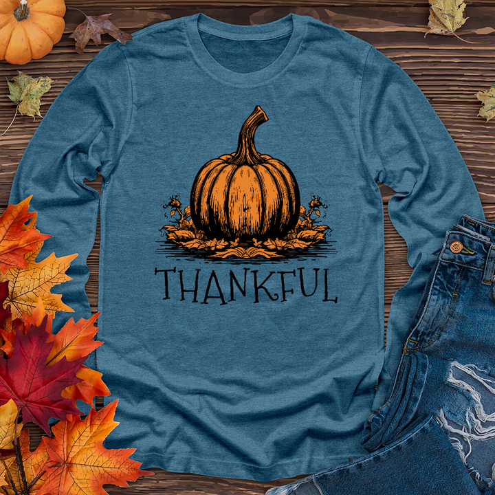 Thankful Orange Pumpkin Long Sleeve Tee
