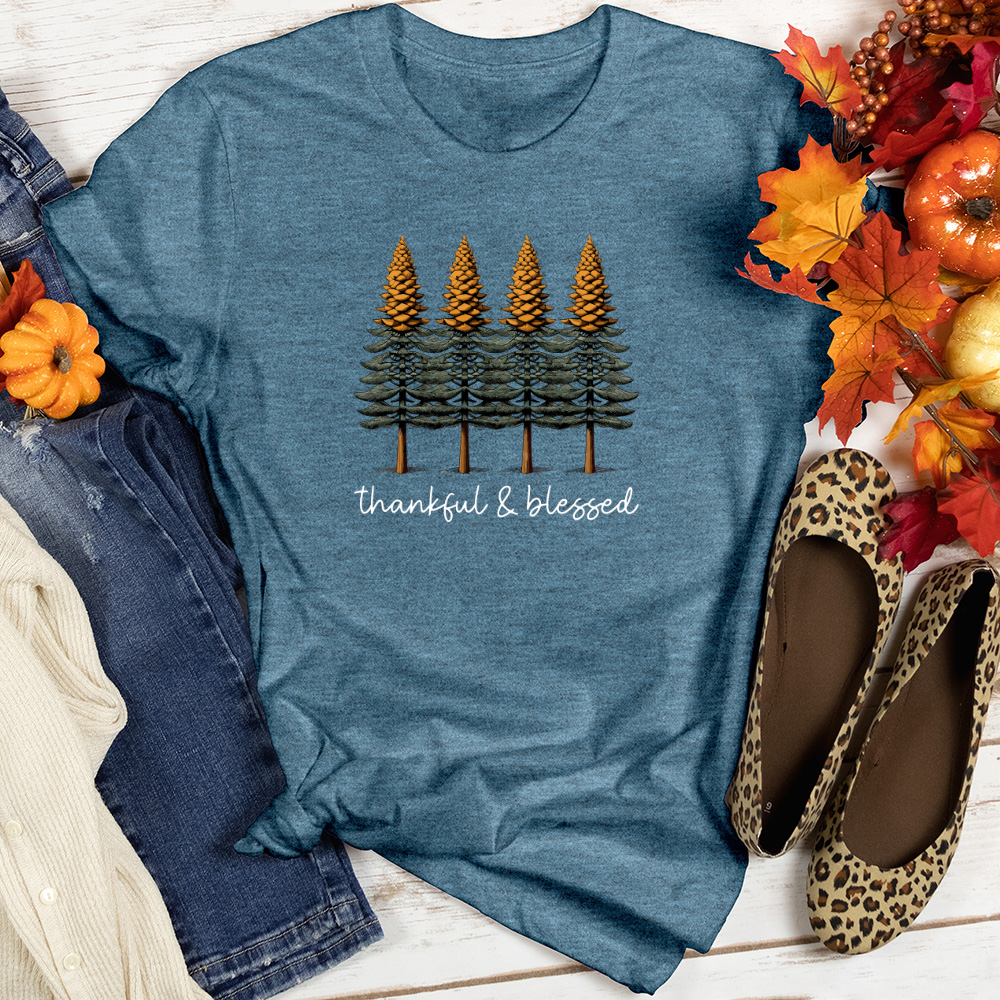 Classic Houndstooth Trio Pine Trees Heathered Tee