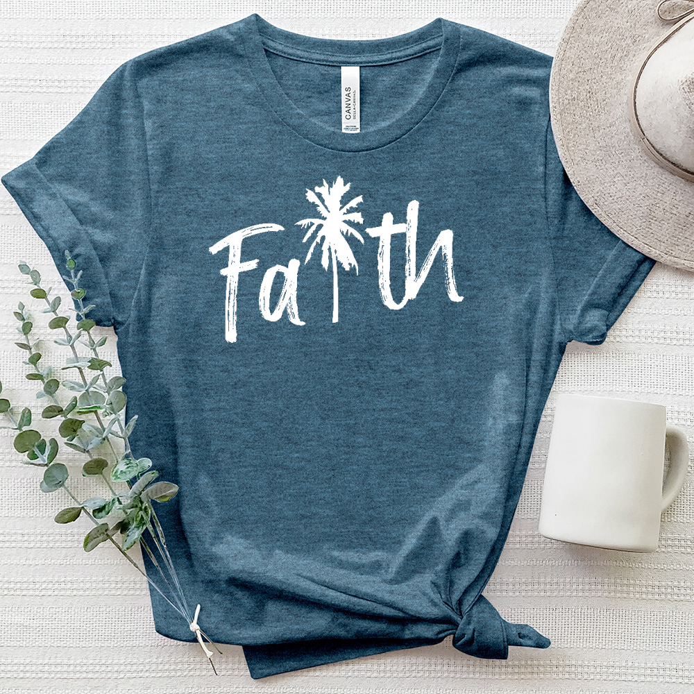 Faith Palm Tree Heathered Tee
