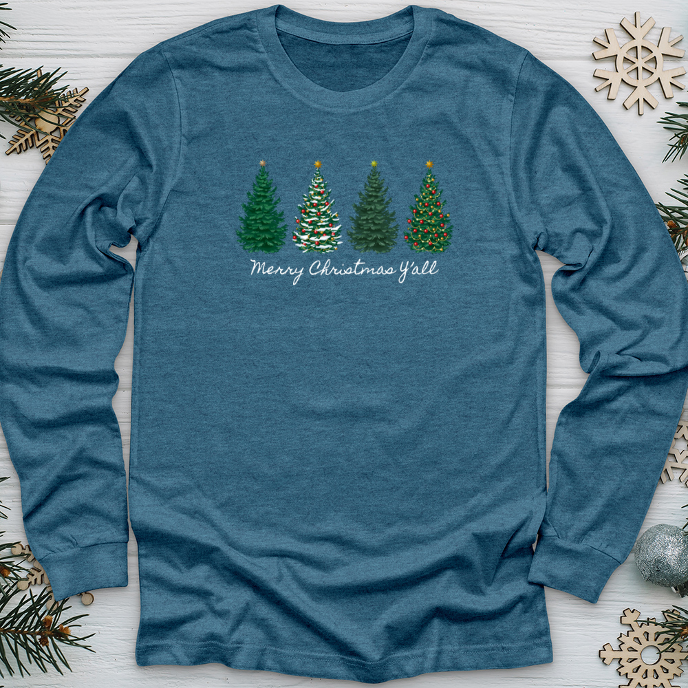 Merry Christmas Y'all Pines Long Sleeve Tee