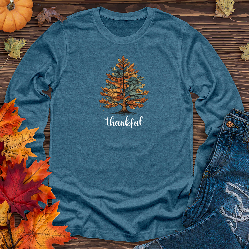 Vintage Cozy Plaid Pine Tree Long Sleeve Tee