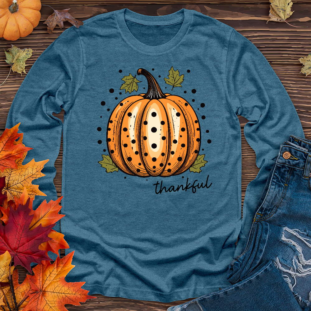 Thankful Spotted Pumpkin Long Sleeve Tee
