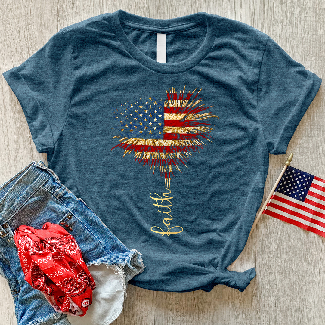 Faith Heart Fireworks Heathered Tee