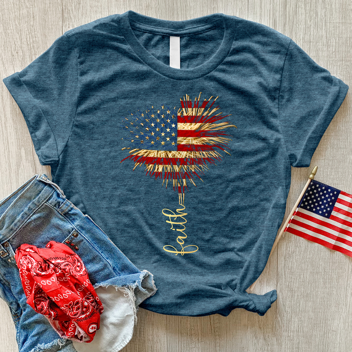 Faith Heart Fireworks Heathered Tee