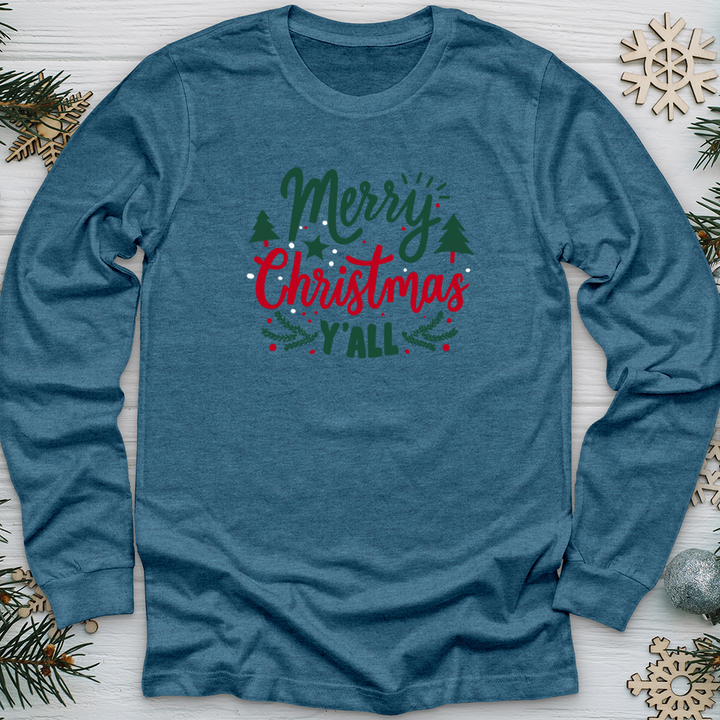 Merry Blessed Christmas Colors Long Sleeve Tee