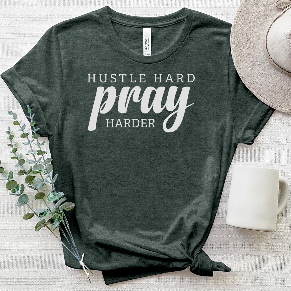 Hustle Hard Pray Harder Heathered Tee
