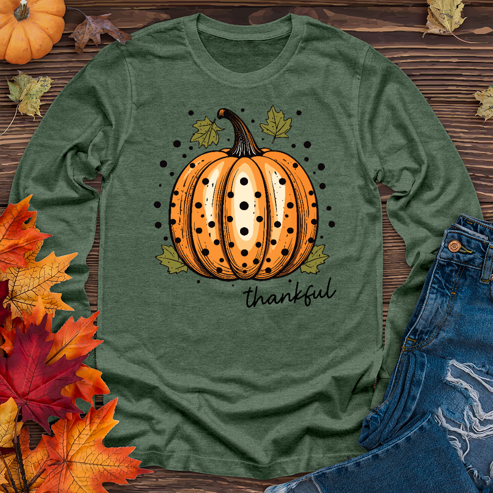Thankful Spotted Pumpkin Long Sleeve Tee