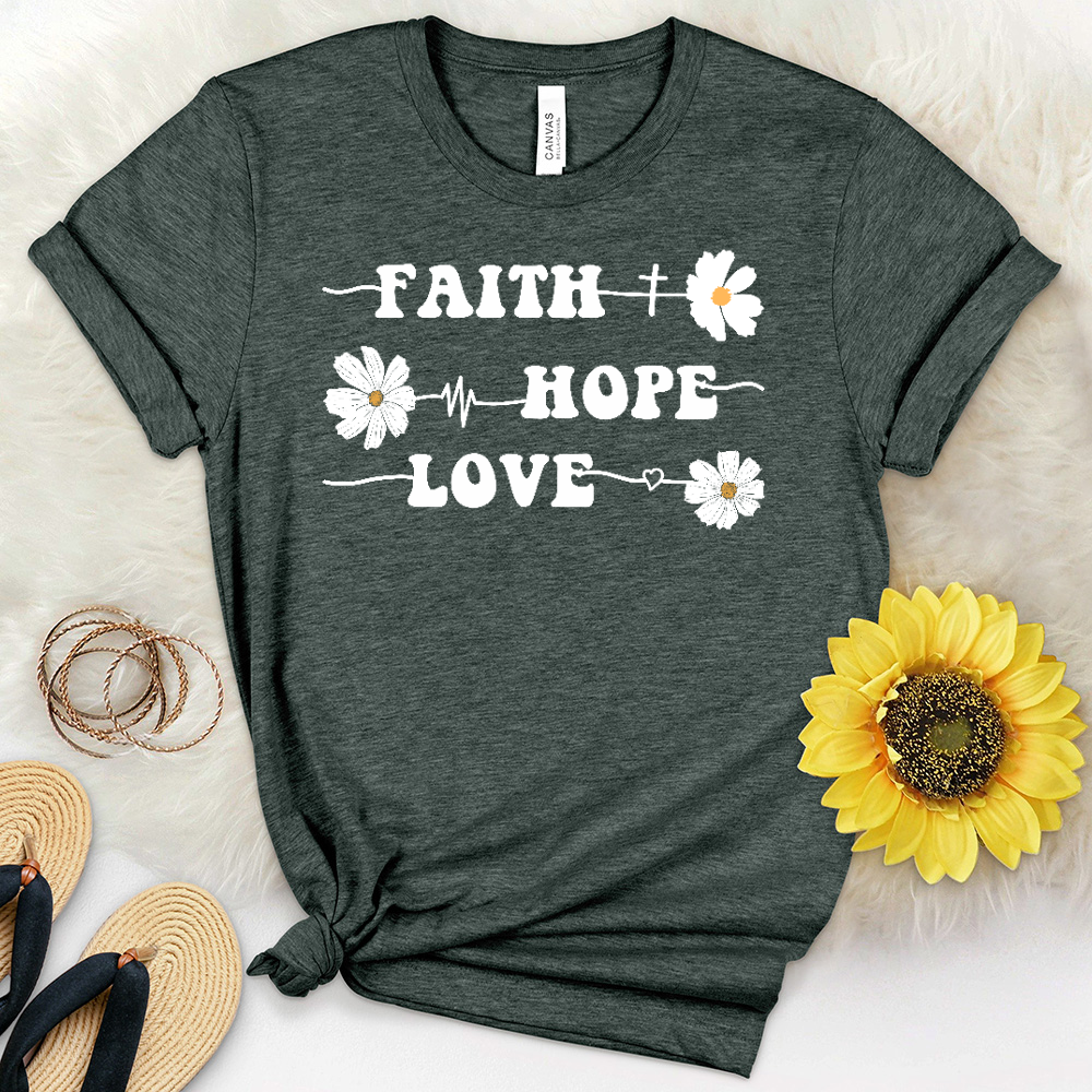 Floral Faith Hope Love Heathered Jersey Tee