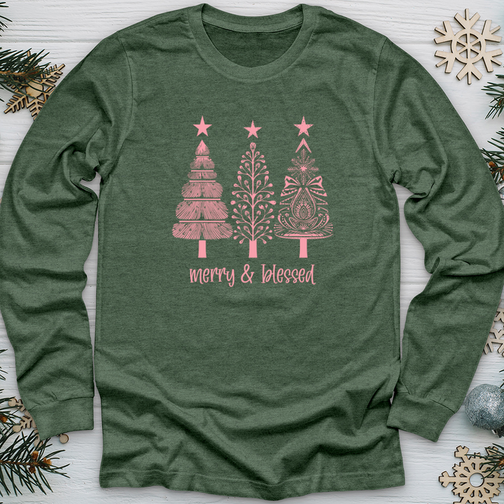 Retro Snowflake Pink Long Sleeve Tee