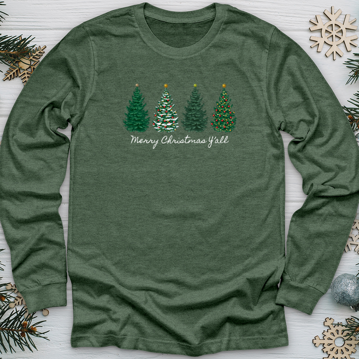 Merry Christmas Y'all Pines Long Sleeve Tee