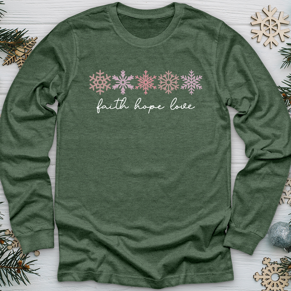 Faith Hope Love Snowflake Assortment Long Sleeve Tee