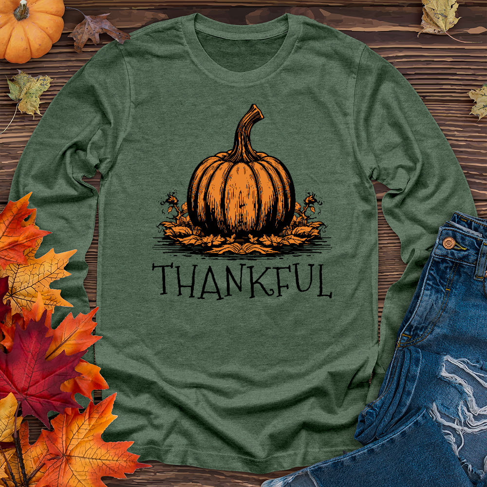 Thankful Orange Pumpkin Long Sleeve Tee