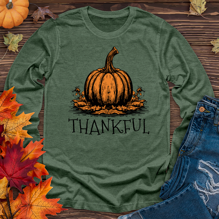 Thankful Orange Pumpkin Long Sleeve Tee