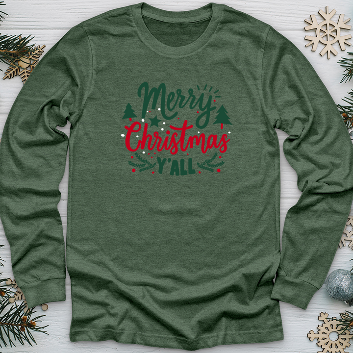 Merry Blessed Christmas Colors Long Sleeve Tee