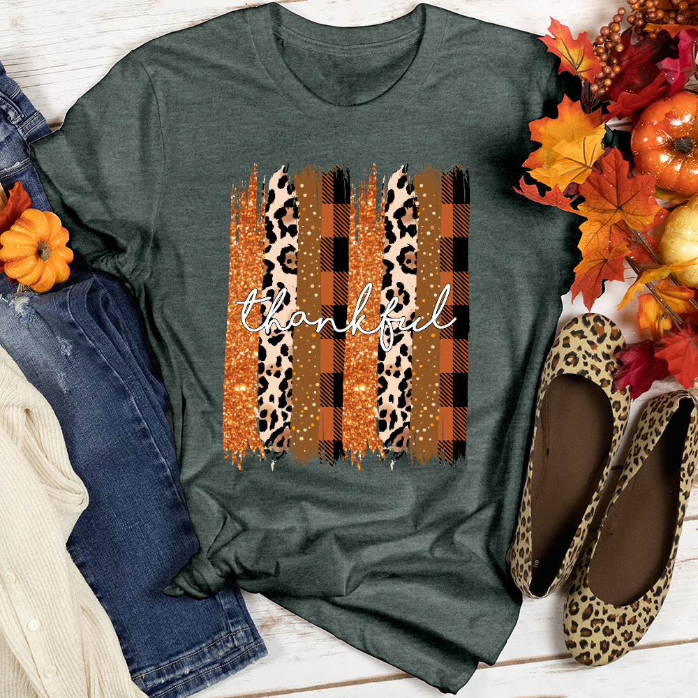 Thankful Watercolor Stripes Heathered Tee 30.00% Off Auto renew