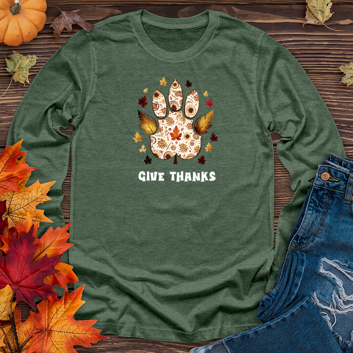 Vintage Paisley Paw Prints Long Sleeve Tee