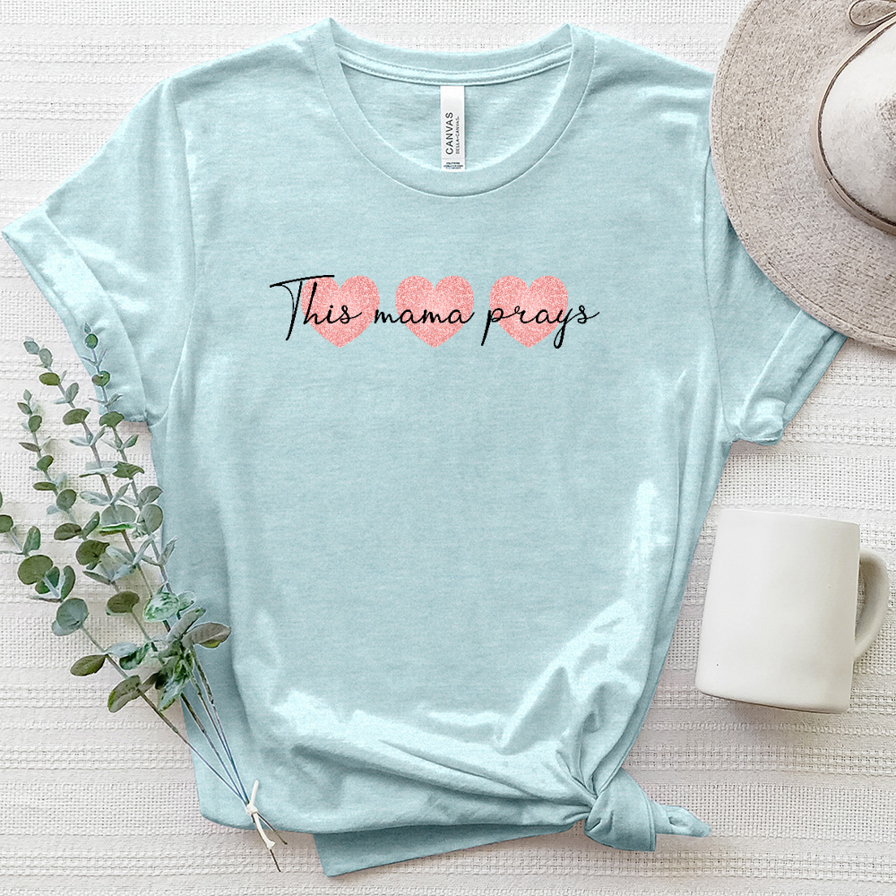Tri-Heart This Mama Prays Heathered Tee
