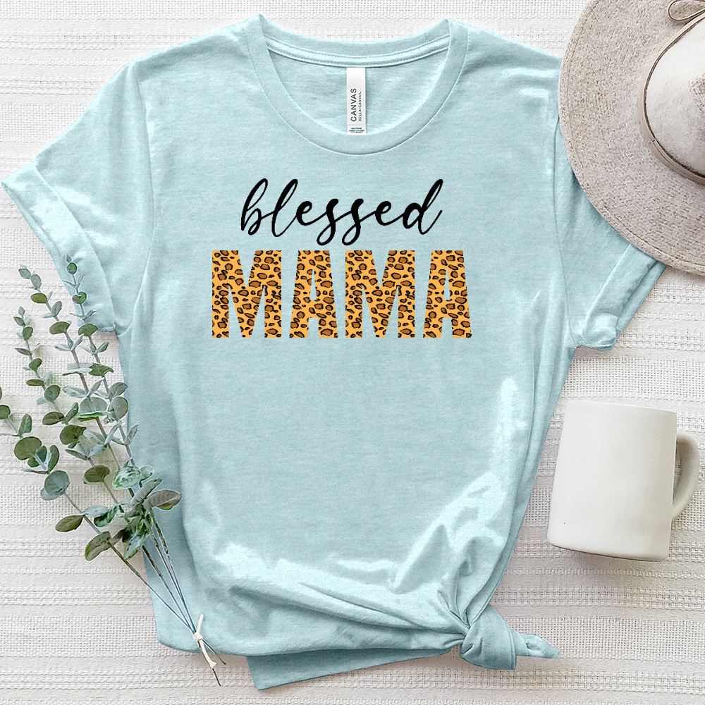 Blessed Mama Sunflower Leopard Heathered Tee