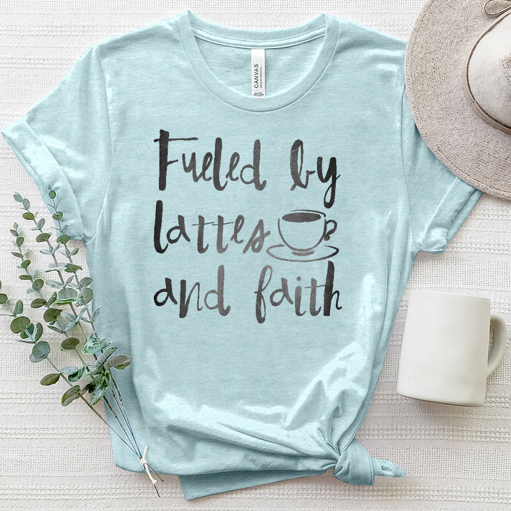 Fueled By Lattes And Faith Heathered Tee