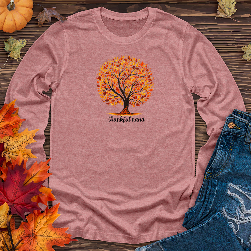 Retro Leaf Silhouette Tree Long Sleeve Tee