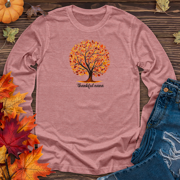 Retro Leaf Silhouette Tree Long Sleeve Tee
