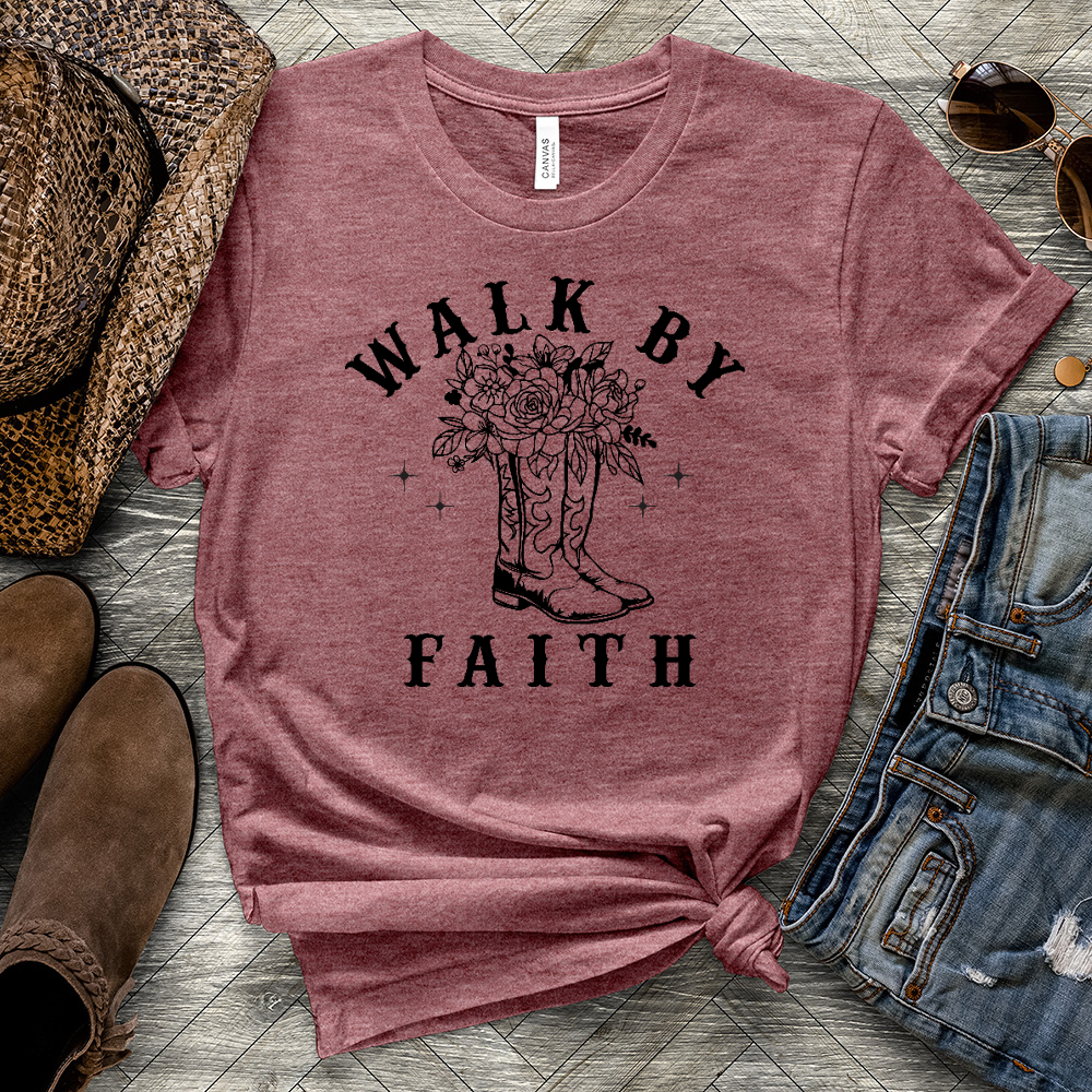 Walk By Faith Boots Heathered Tee