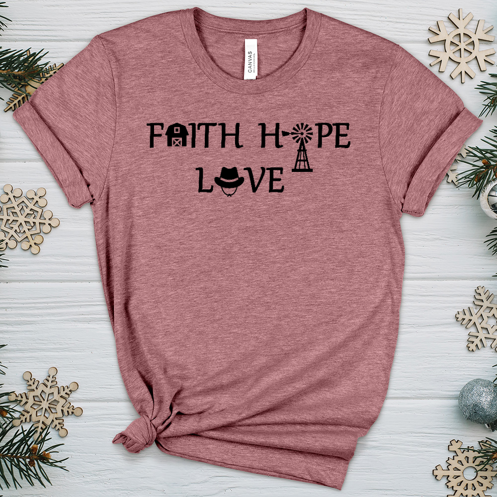 Country Faith Hope Love V1 Heathered Tee