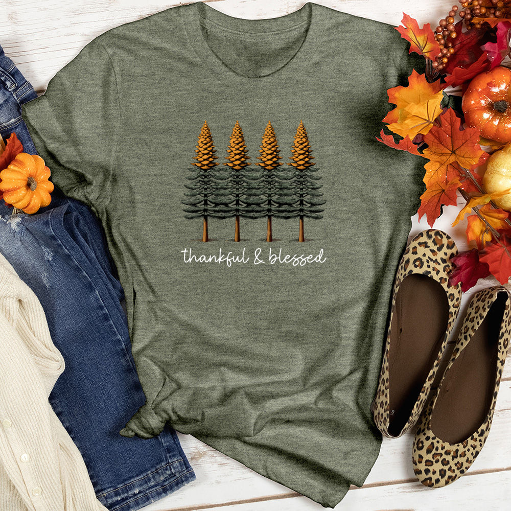 Classic Houndstooth Trio Pine Trees Heathered Tee