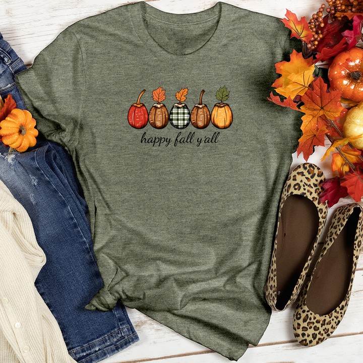 Retro Cozy Plaid Trio Acorns Heathered Tee