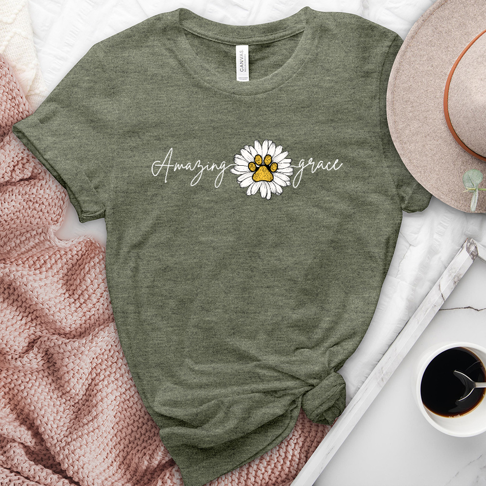 Amazing grace paw print heathered tee