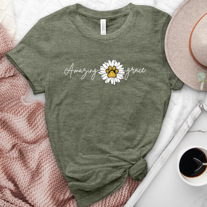 Amazing grace paw print heathered tee