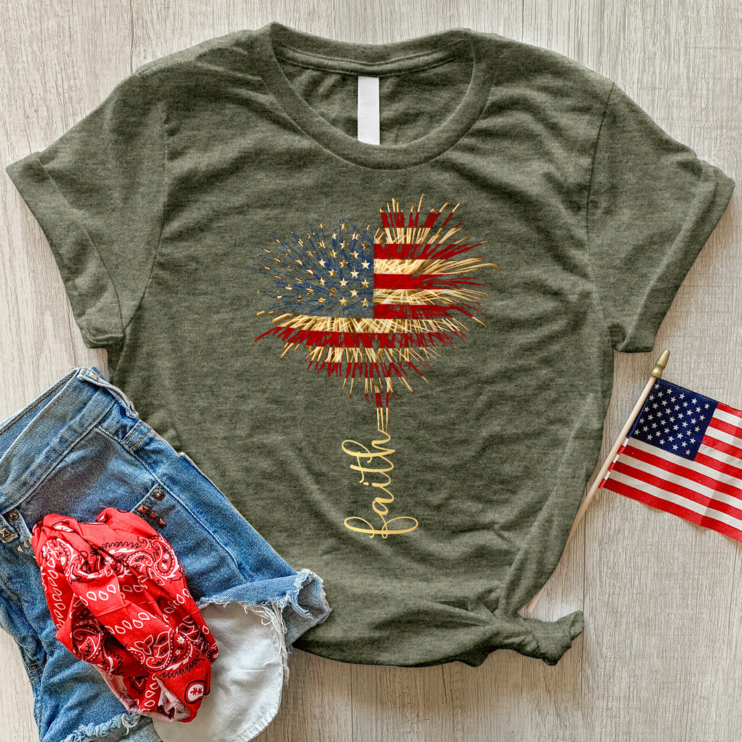 Faith Heart Fireworks Heathered Tee