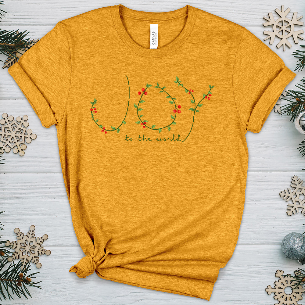 Joy To the World Wreath Letters Heathered Tee
