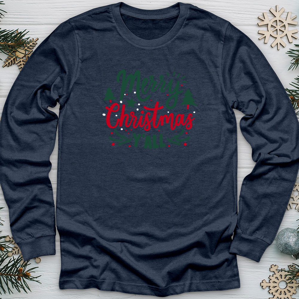 Merry Blessed Christmas Colors Long Sleeve Tee