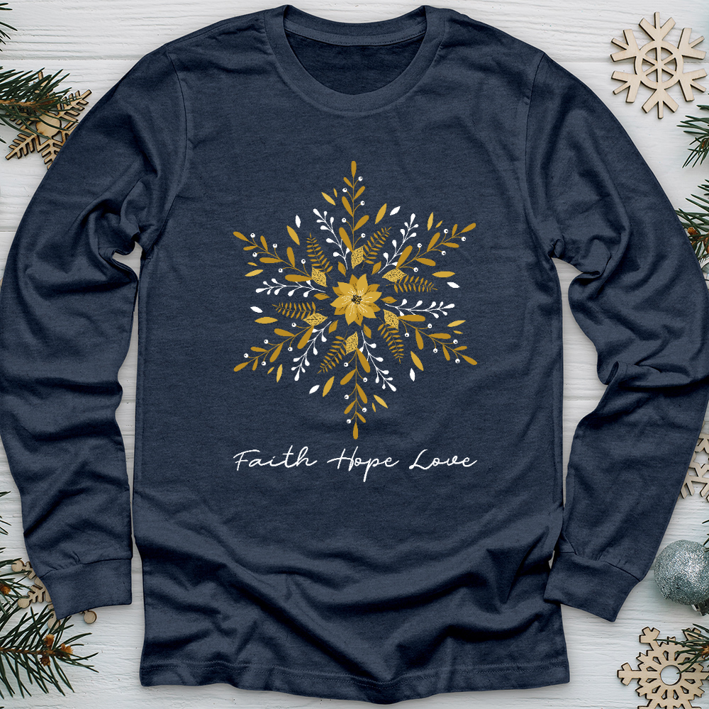 Faith Hope Love Sunflake Long Sleeve Tee