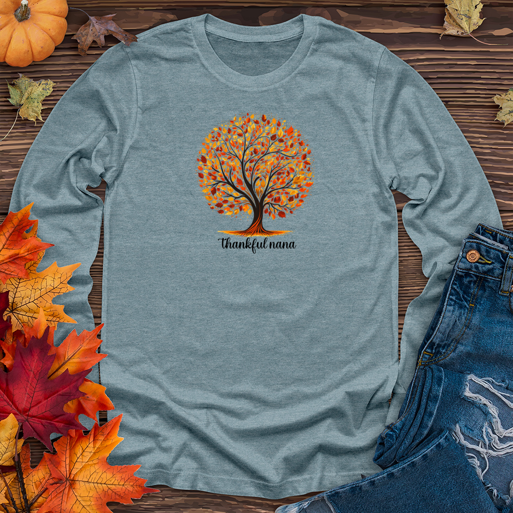Retro Leaf Silhouette Tree Long Sleeve Tee