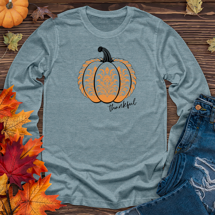 Vintage Retro Art Pumpkin Long Sleeve Tee