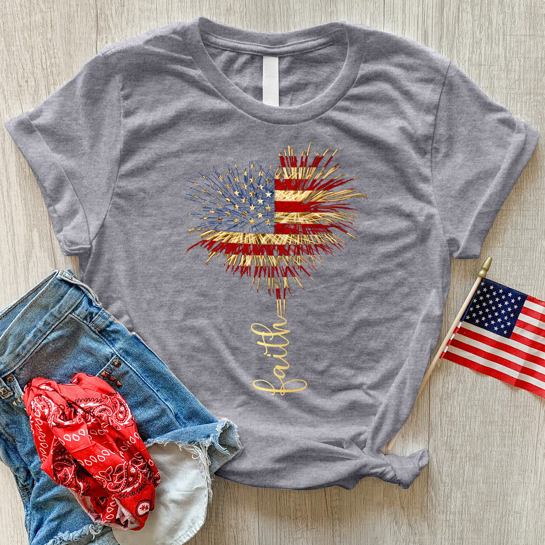 Faith Heart Fireworks Heathered Tee