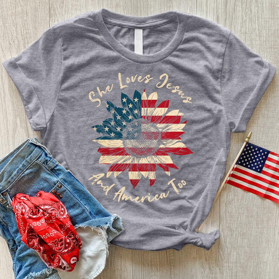 She Loves Jesus Heathered Tee