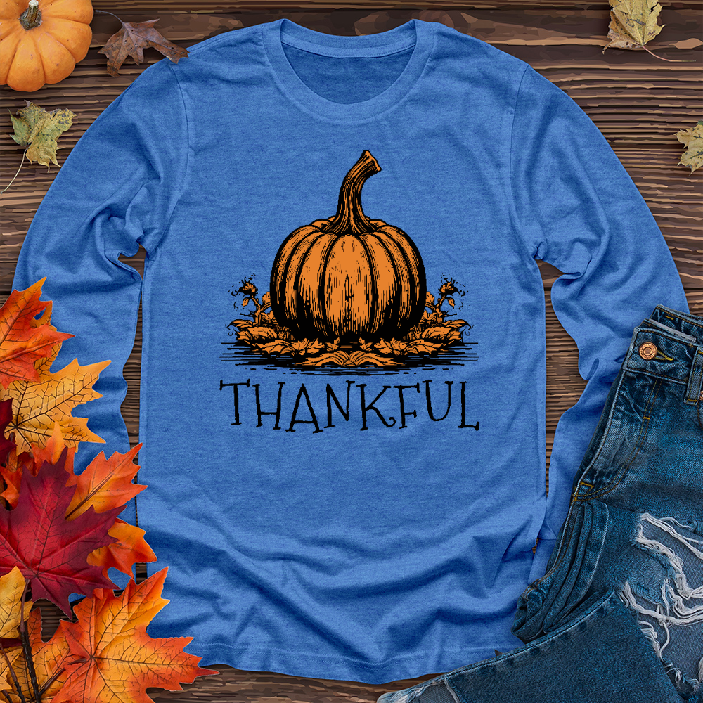 Thankful Orange Pumpkin Long Sleeve Tee